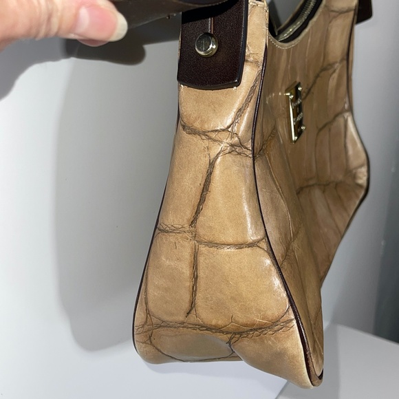 DOONEY & BOURKE TAN CROC BIT LEATHER HOBO PURSE - Picture 7 of 12